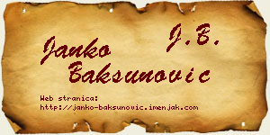 Janko Bakšunović vizit kartica